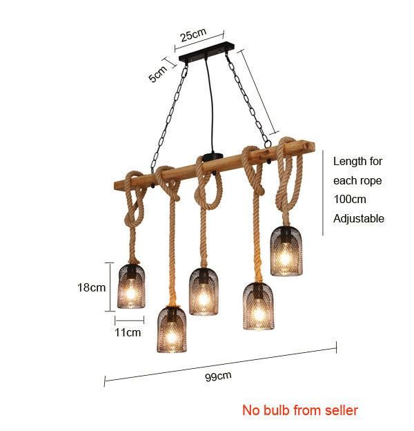 Loft Pendant Lamp Dining Room Restaurant Cafe Living Room Hemp Rope Wood Ceiling (WH-VP-134)