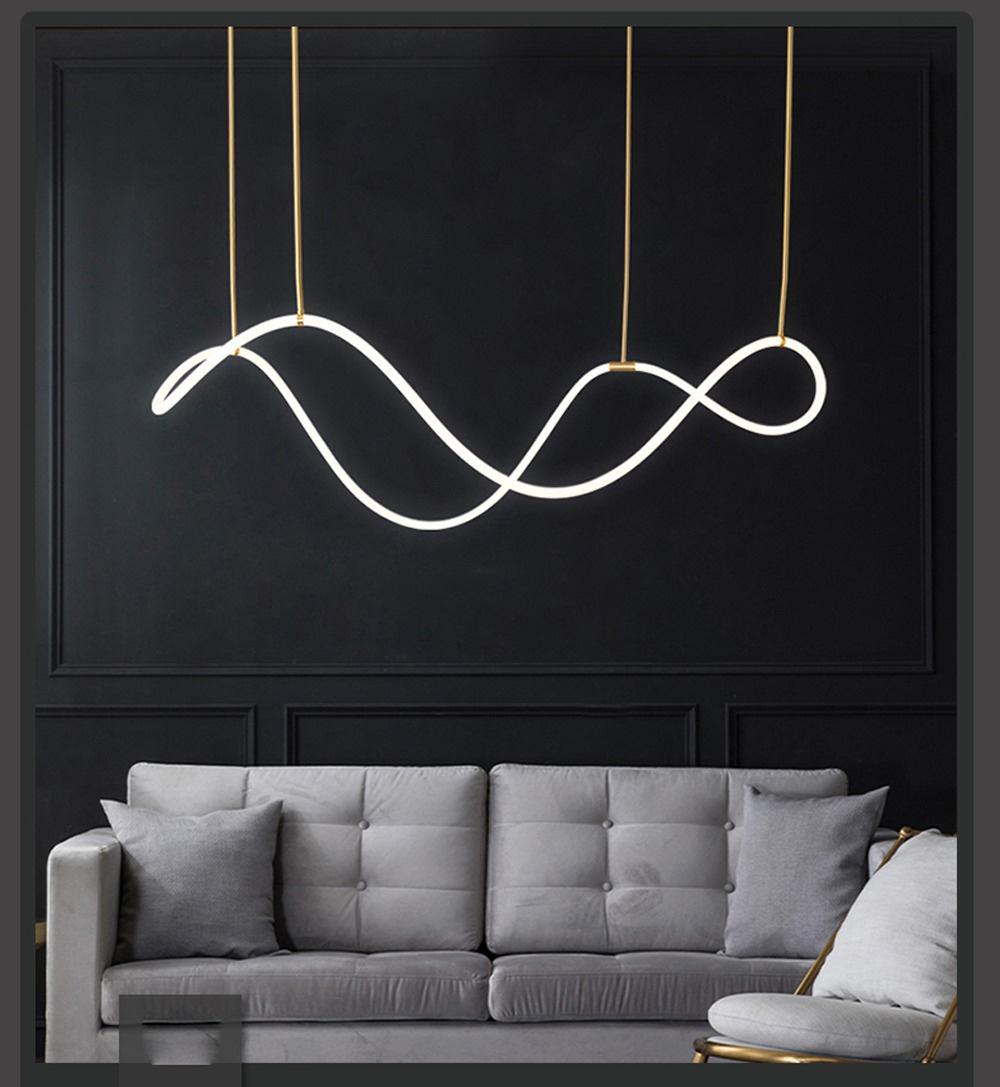 Nordic Postmodern Minimalist Light Luxury Strip Restaurant Chandelier Designer Simple Bar Living Room Line Note Chandelier