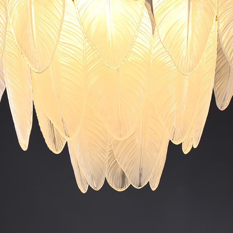 Leaf Shape Crystal Chandelier Bedroom Dining Room Retro Pendant Lamp