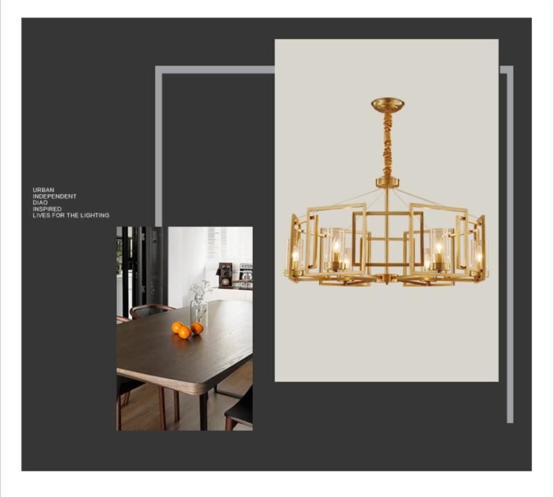 Postmodern Living Room Bedroom Kitchen Iron Copper American Creative Chandelier