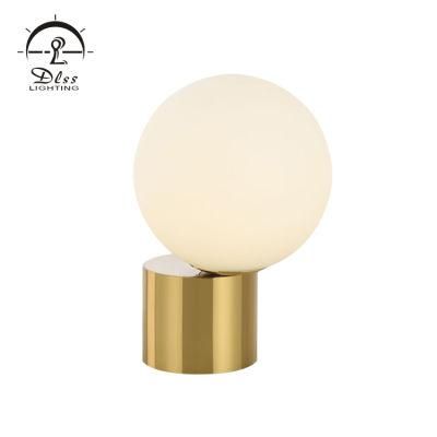 Round Glass Gold Base Modern Table Lamp