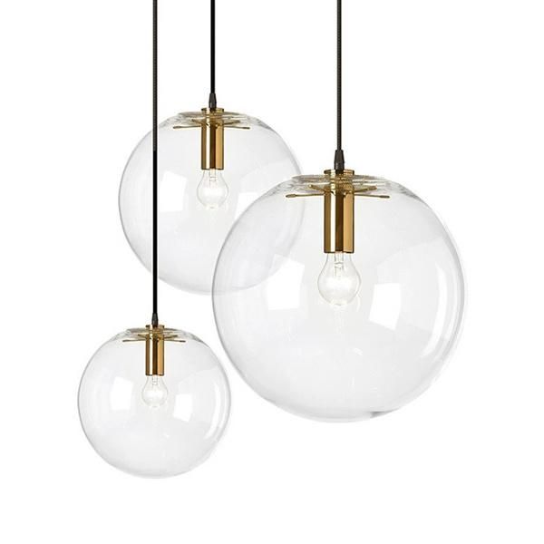Modern Art Globe Clear Glass Hanging Pendant Lamp for Living Bedroom Chandelier
