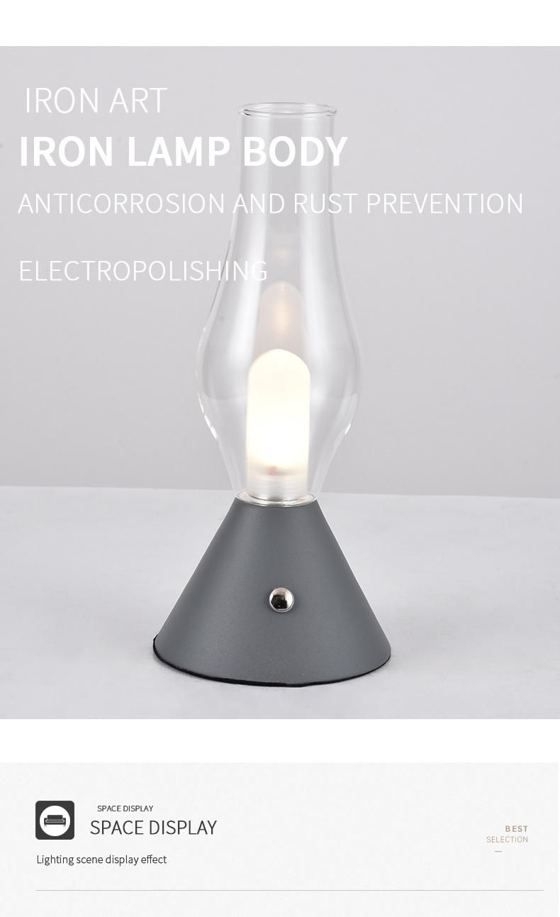 Candlestick Modeling Decoration Night Light Bedroom Table Lamp Study Rechargeable Atmosphere Lamp Modern and Contracted