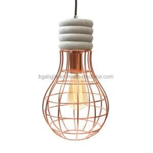 E27 Concrete Base Gold Cage Home Light Fixtures for Bedroom, Living Room