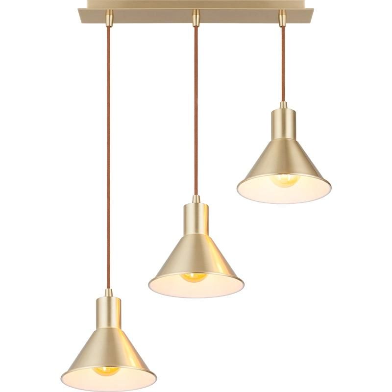Industrial Nordic Fixture Vintage Hanging 3-Lights Retro Hanging Ceiling Lamp for Kitchen Island Farmhouse Living Room Dining Room (Matt Brass) Pendant Lighting