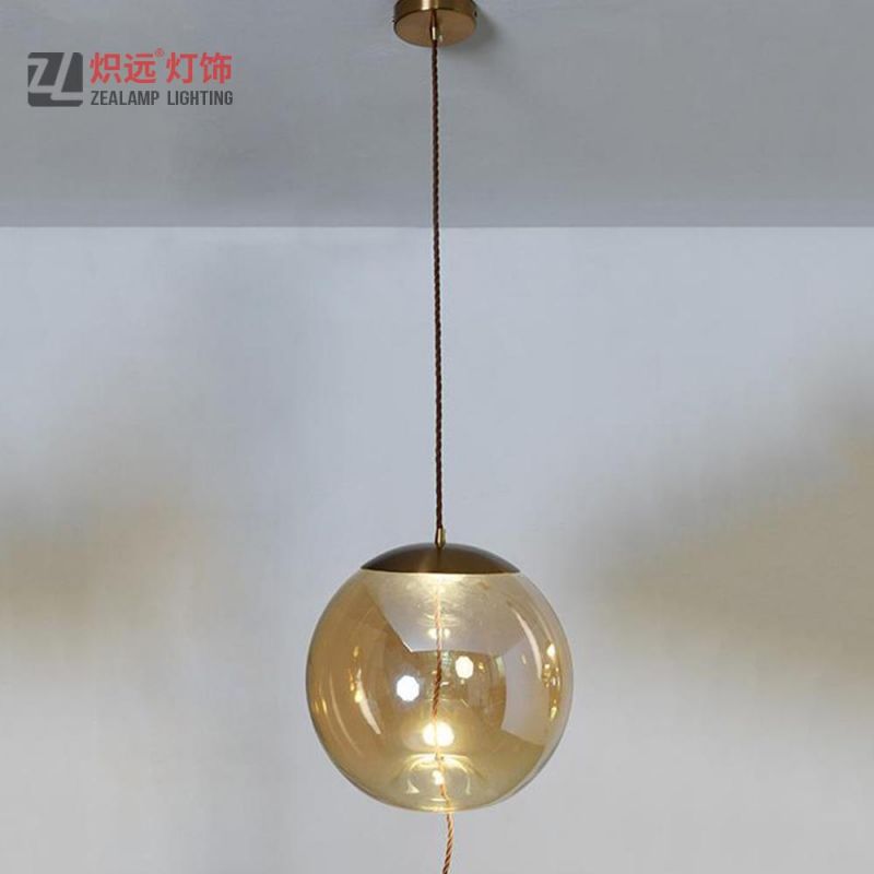 Modern Ballroom Single Glass Ball Hanging Pendant Light