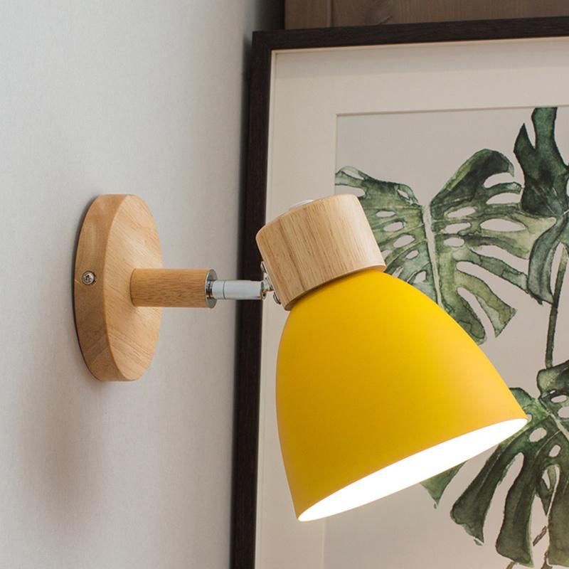 Wooden Wall Lights Bedside E27 Bulb Wall Lamp Modern LED Wall Lamp (WH-OR-169)