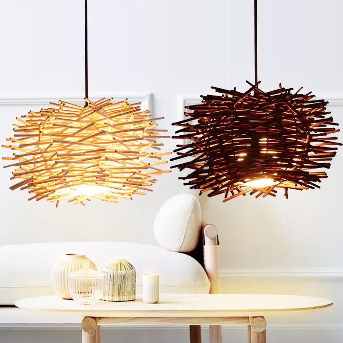 Wicker Pendant Light Shade Haging Lamp for Kitchen Restaurant Lighting Fixtures (WH-WP-10)