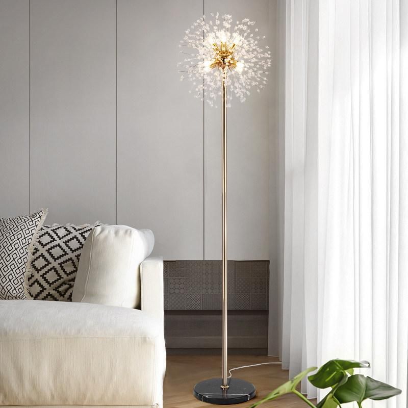 Dandelion Floor Lamp DIY Fireworks LED Lights Gold Chrome Crystal Floor Lamp (WH-MFL-86)
