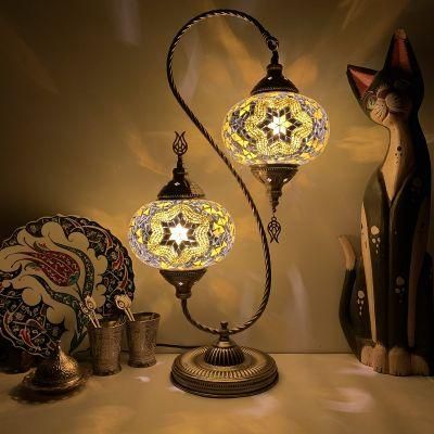 Retro Decor Turkish Lamp Colorful Cup Battery Powered Stained Glass Mediterranean Lamp (WH-VTB-22)