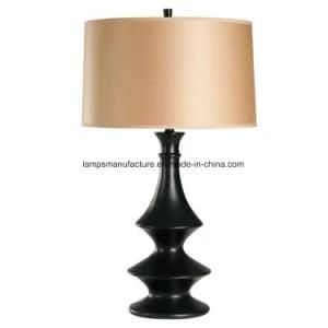 Black Polyresin Table Lamp with Beige Fabric Linen Lamp Shade