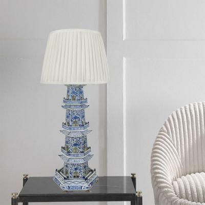 Classical Blue and White Porcelain Tower Base Lighting Indoor Table Lamp