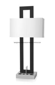 Twin Table Lamp with 2power Outlets and Rocker Switch