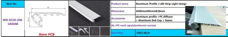 Alu LED Indirect Light Profile Surface Mounted Staircase Aluminum Angle Nosing Profile for Stair Step Aluminum Light