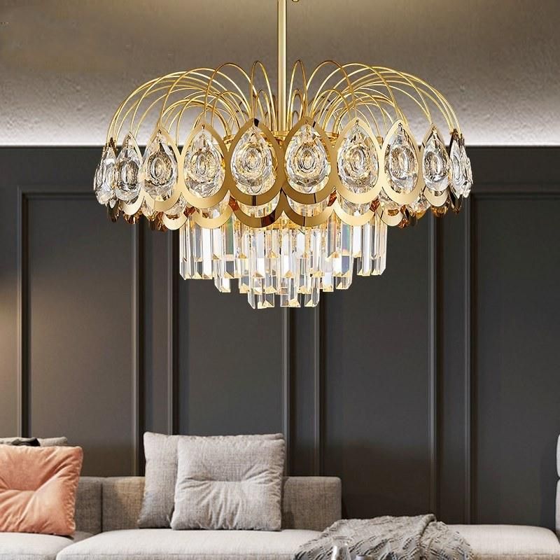 European Living Room Luxury Crystal Shade ceiling Lamp Pendant Lighting