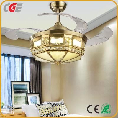 Luxury Crystal Chandelier Fancy Hotel Pendant Light Ceiling Fan with Lights