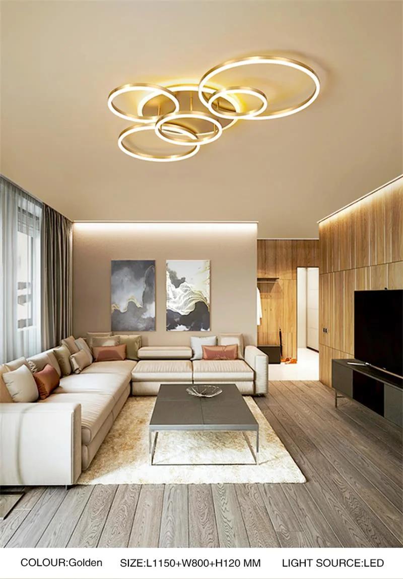 Modern Indoor Luxury Remote Control LED Round Ring Ceiling Light