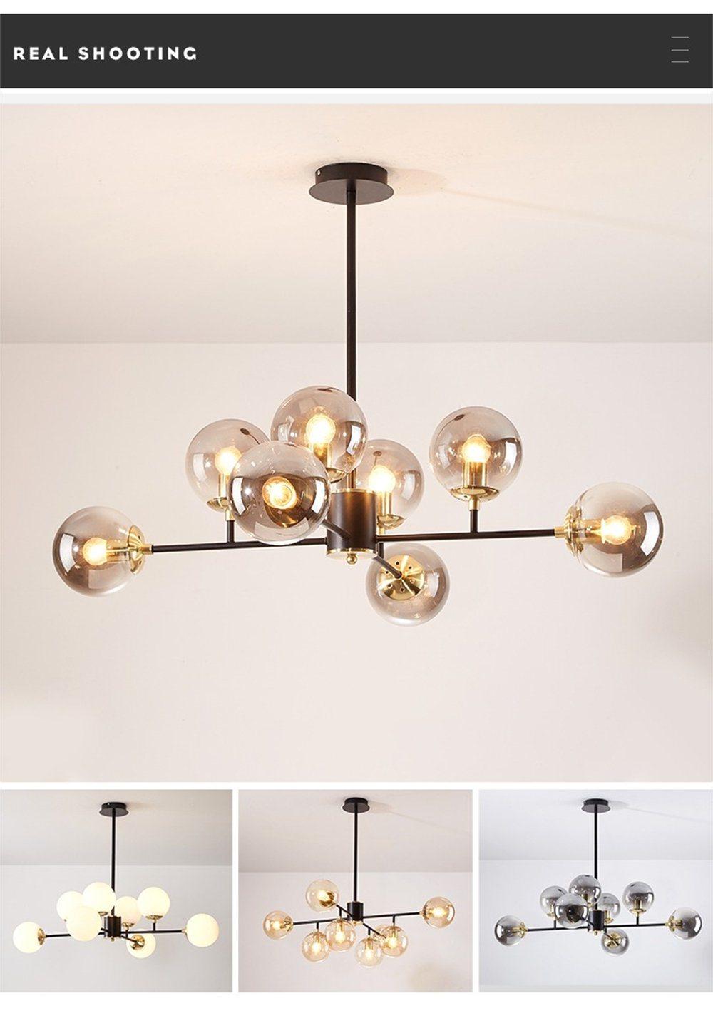 Nordic LED Chandelier for Living Room Dining Kitchen Gold Modern Ball Ceiling Hanging Lamp in The Hall Loft Home Light Fixture