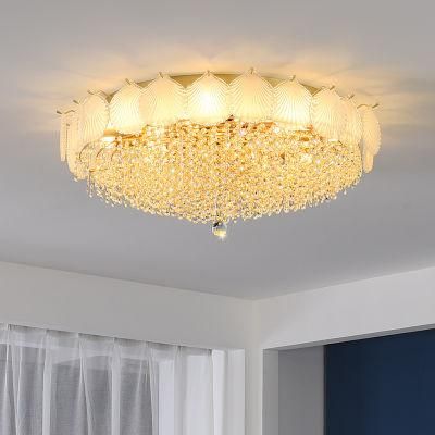 Luxury Creative Ceiling Light Crystal Glass Living Room Lotus Lamp (WH-CA-71)
