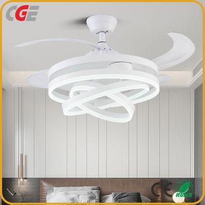 Hotel Guest Room White 42 Inch ABS/Acrylic 4 Blade Ceiling Fan with LED Light Remote Control