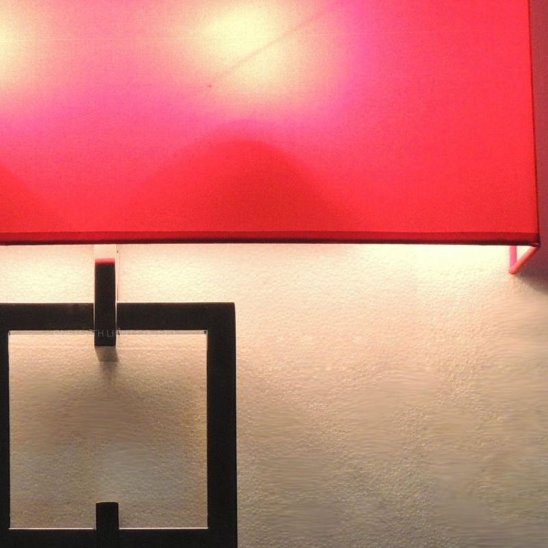 Interior Modern Square Red Fabric and Metal Tube Wall Sconce