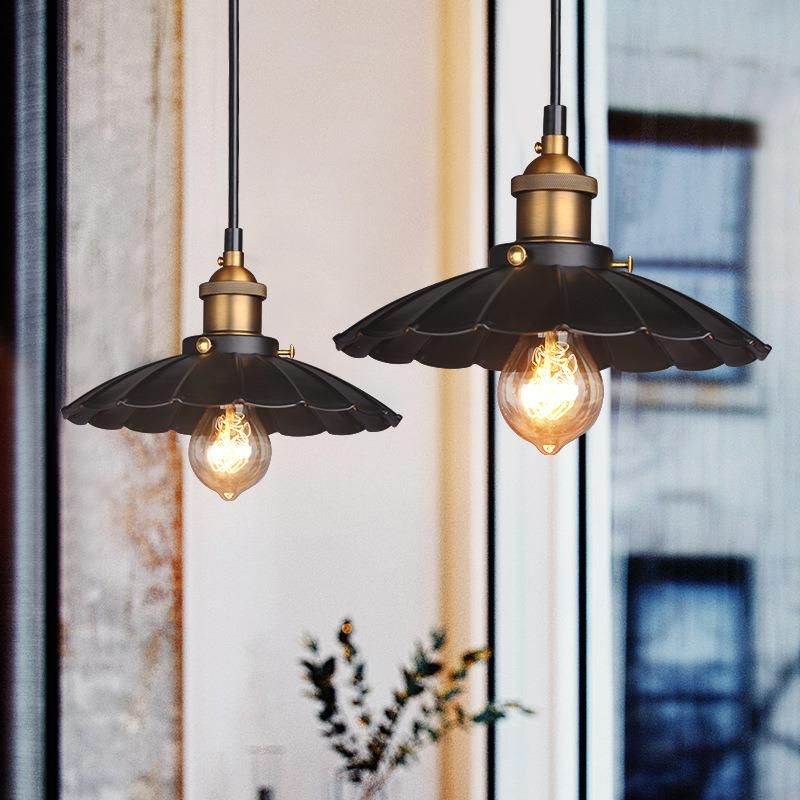Black Pendant Light with Cord Loft Creative Metal Umbrella Lamp Industrial Plug in Chandelier (WH-VP-59)