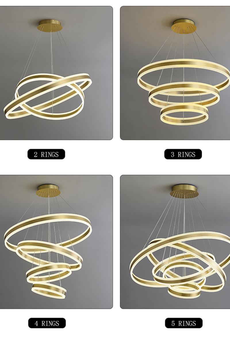 Modern Acrylic Chandeliers Aluminum Pendant Lights with 6rings