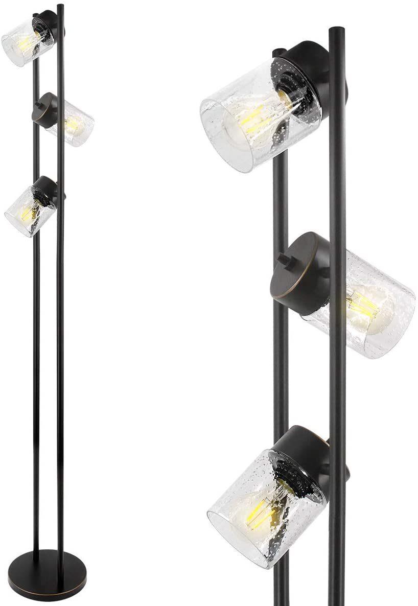 Industrial Tree Style Standing Hanging Bubble Glass Adjustable Floor Lamp