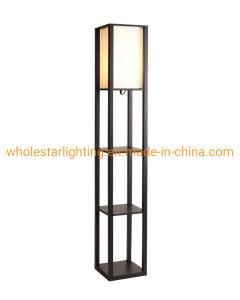 MDF Shelf Floor Lamp with Fabric Shade (WHF-449)