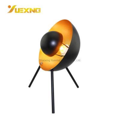 Wholesale E14 Max40W Unique Design Tripod Shaped Black Gold LED Bedside Spot Table Light Lamp Desk Decoration Light