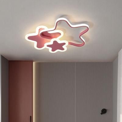 Cute Star Design Pink Color Kid Children Bedroom Lamp Ceiling Lamp