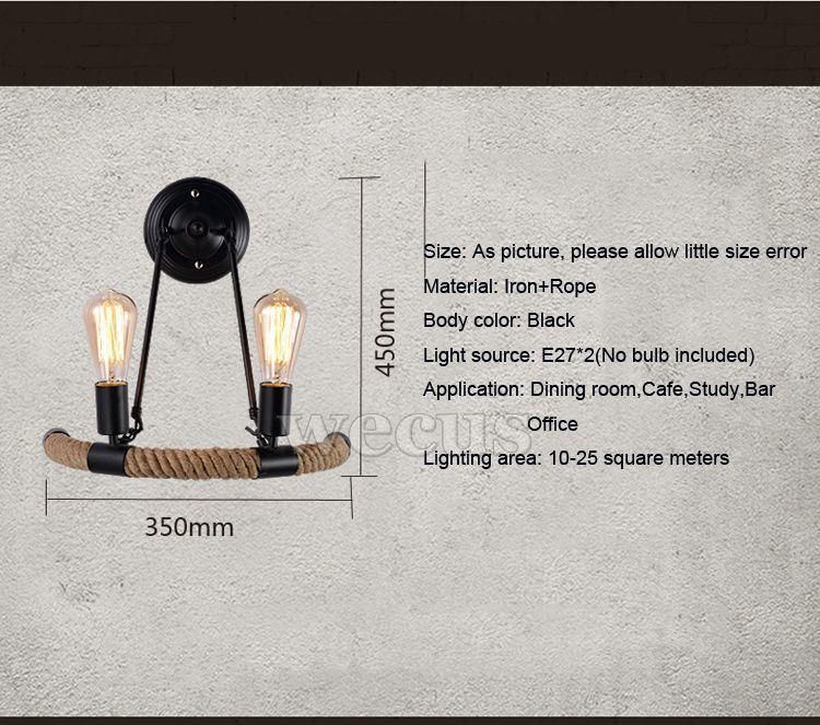 Aisle Corridor Balcony Bar Club Cafe Light Vintage Retro Loft Rope Wall Lamp (WH-VR-22)