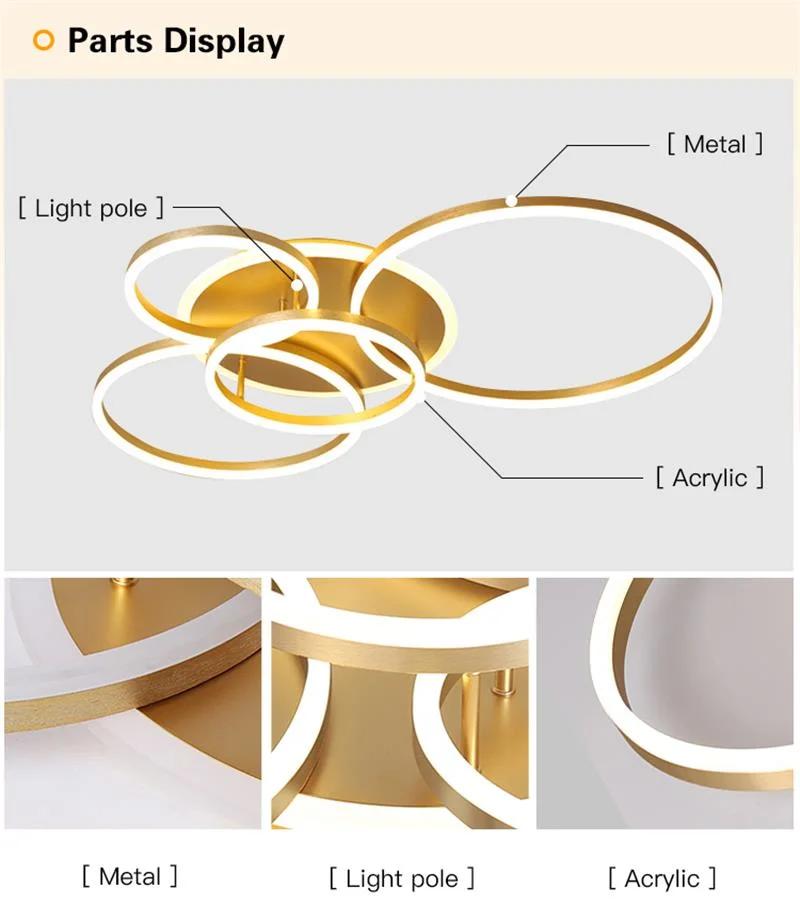 Modern Indoor Luxury Remote Control LED Round Ring Ceiling Light