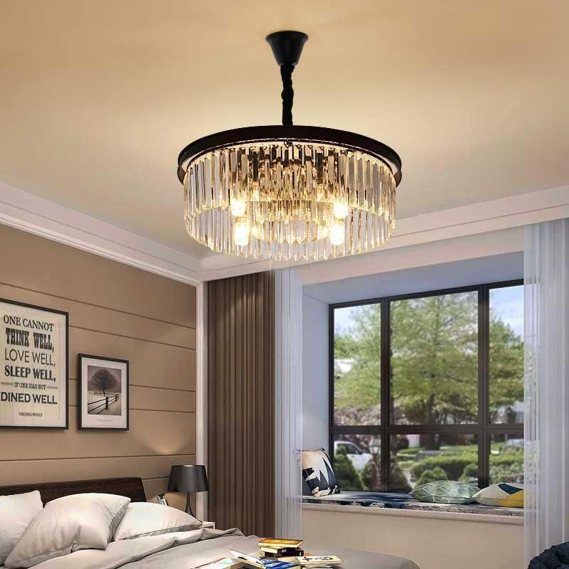 Suspension Rh Crystal Luminaire Gold Black Modern Chandelier Crystal Light (WH-AP-94)