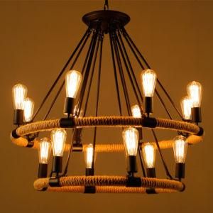 Antique Style Vintage Industrial Hemp Rope Chandelier Lights