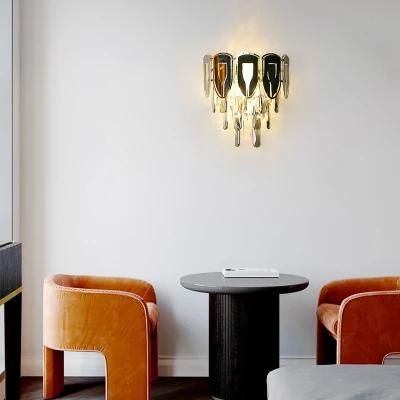 Creative House Hotel Bedside Living Room K9 Crystal Design Decor Mounted Indoor Modern LED Sconce Interior Wall Lamp Crystal
