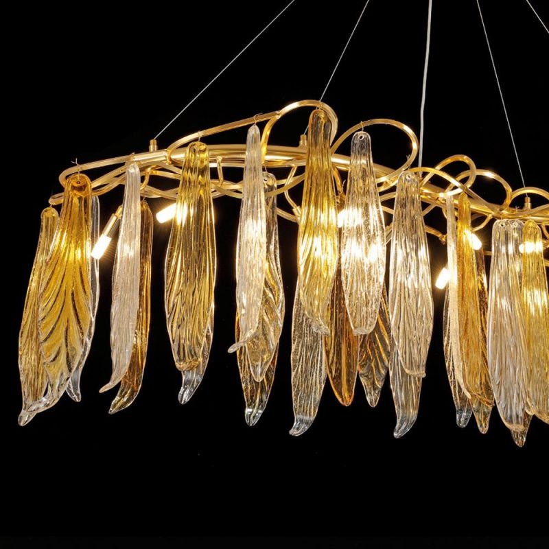 Rustic Manufactory Round Shape Handmade Meerrosse Gold Crystal Ceiling Pendant Lamp Chandelier Lighting