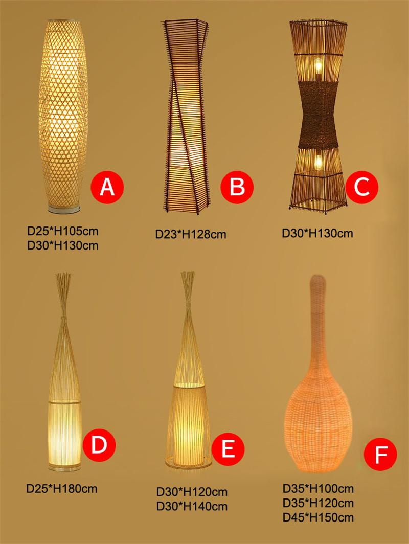 New Chinese and Japanese Southeast Asian Bamboo Decorative Lighting Bamboo Silk Floor Lamp