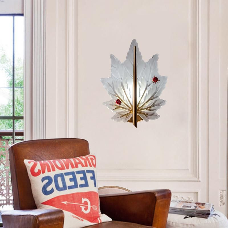 Nordic Modern Decorative Maple Leaf Design Glass LED Wall Lamp