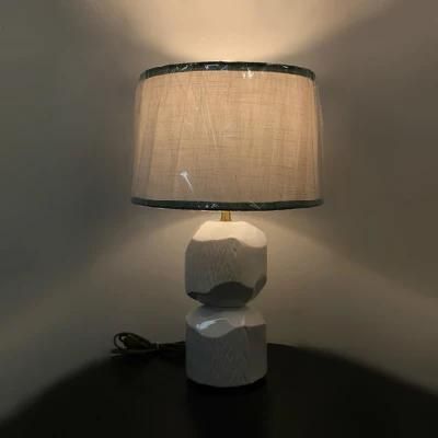 White Gourd White Acrylic Fabric Lamp Shade with Ceramic Lamp Body Table Lamp.