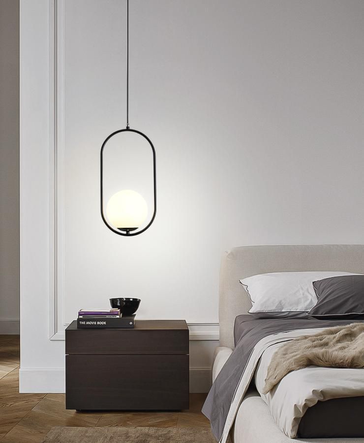 LED Pendant Lights Home Decoration Living Room Bedside Glass Black Suspension Lamp (WH-GP-39)