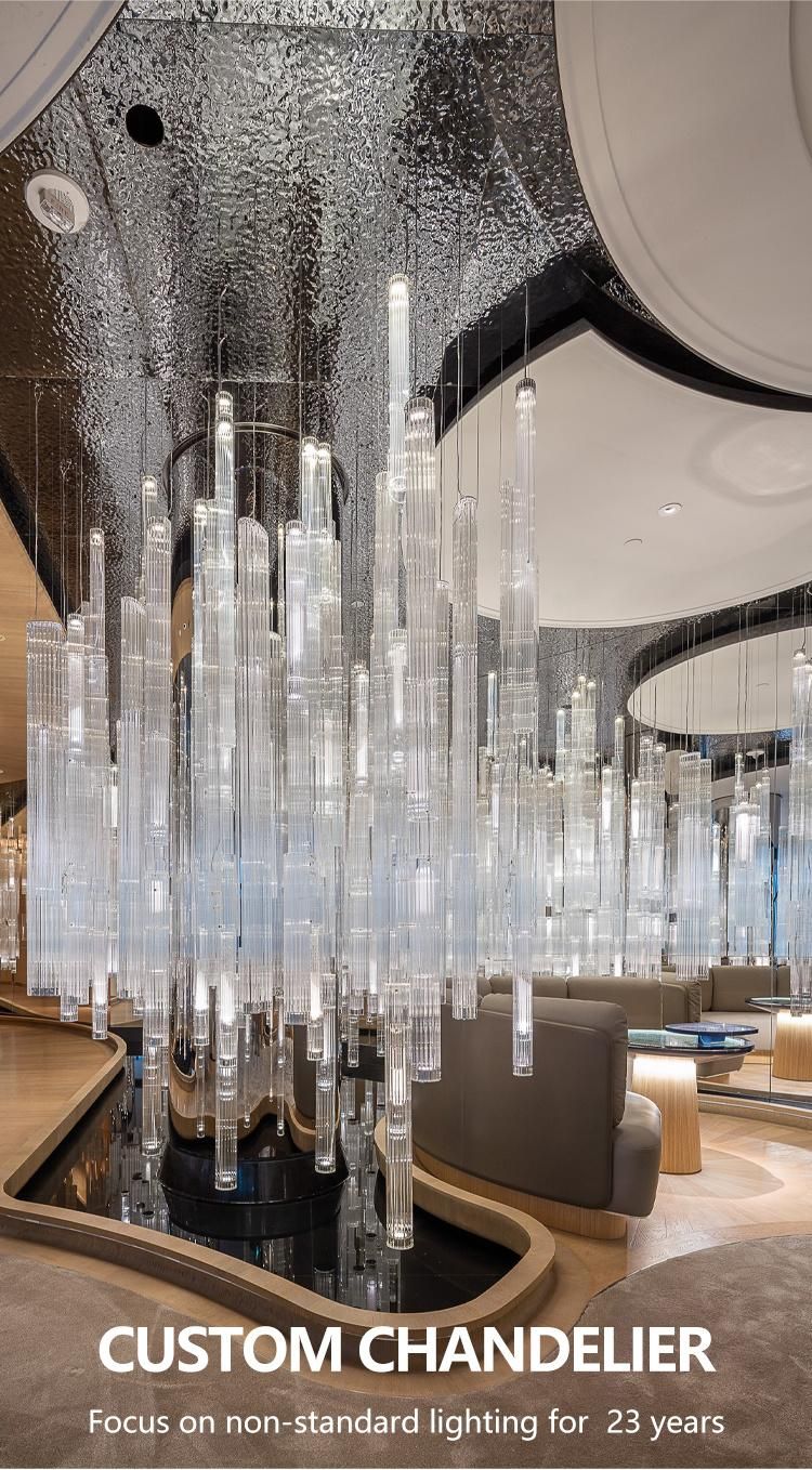Modern Decoration Hotel Lobby Long Staircase Glass Chandelier