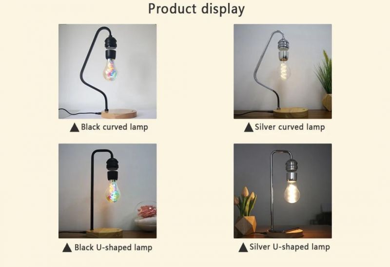 Levitating Bulb Table Lamp Dropshipping Creativity Smart Phone Wireless Charge Table LED Bulb Desk Wood Grain Floating Light Magnetic Levitating Lamp
