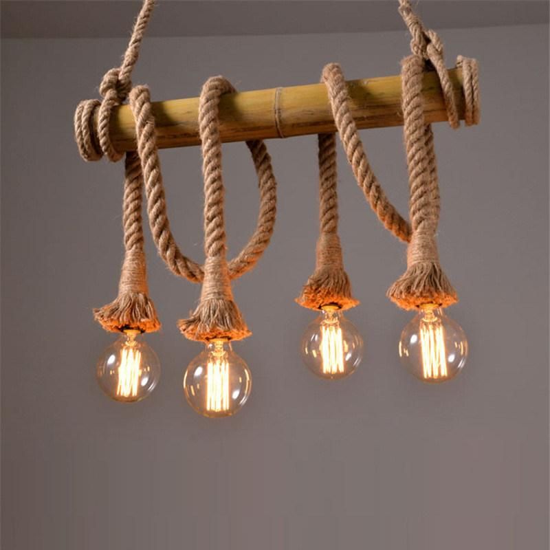 Vintage Rope Pendant Light Personality Loft Hemp for Kitchen Cafe Bar Decor Bamboo Pendant Light (WH-VP-74)