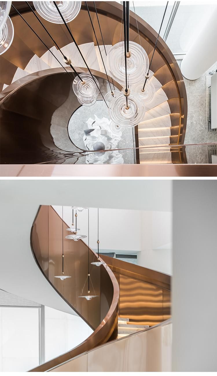 Nordic Style Decorative Commercial Hotel Staircase Custom Modern Glass LED Chandelier Light