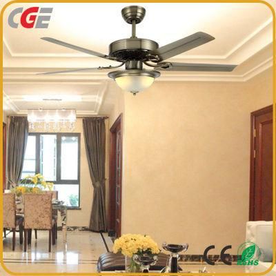 Metal Blades Remote Control Industrial Ceiling Fans with Lamp, LED Indoor Fans 3 Color Changes Lighting