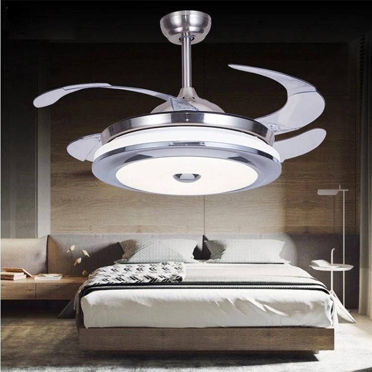 New Designer Ceiling Cans Modern with Light Remote Control Retractable Bladeless Electric Air Cooling Fan with Lamp