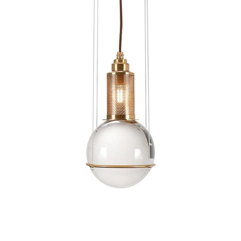 European Art Deco Hotel Simple Glass LED Modern Lighting Crystal Vintage Pendant Light Hanging Single Chandelier