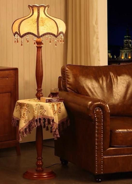 OPP Lighting European Floor Lamp Tea Table Luxury Living Room Bedroom American Fashion Table Retro Creative Wood Lace