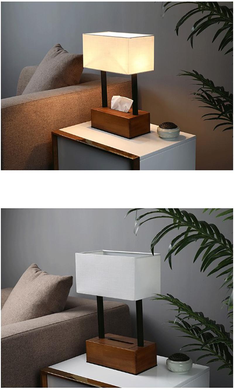 Jlt-4589 Modern Walnut Wooden Base Table Lamp with Tissue Box for Hotel Guest Room Bedroom Bedside